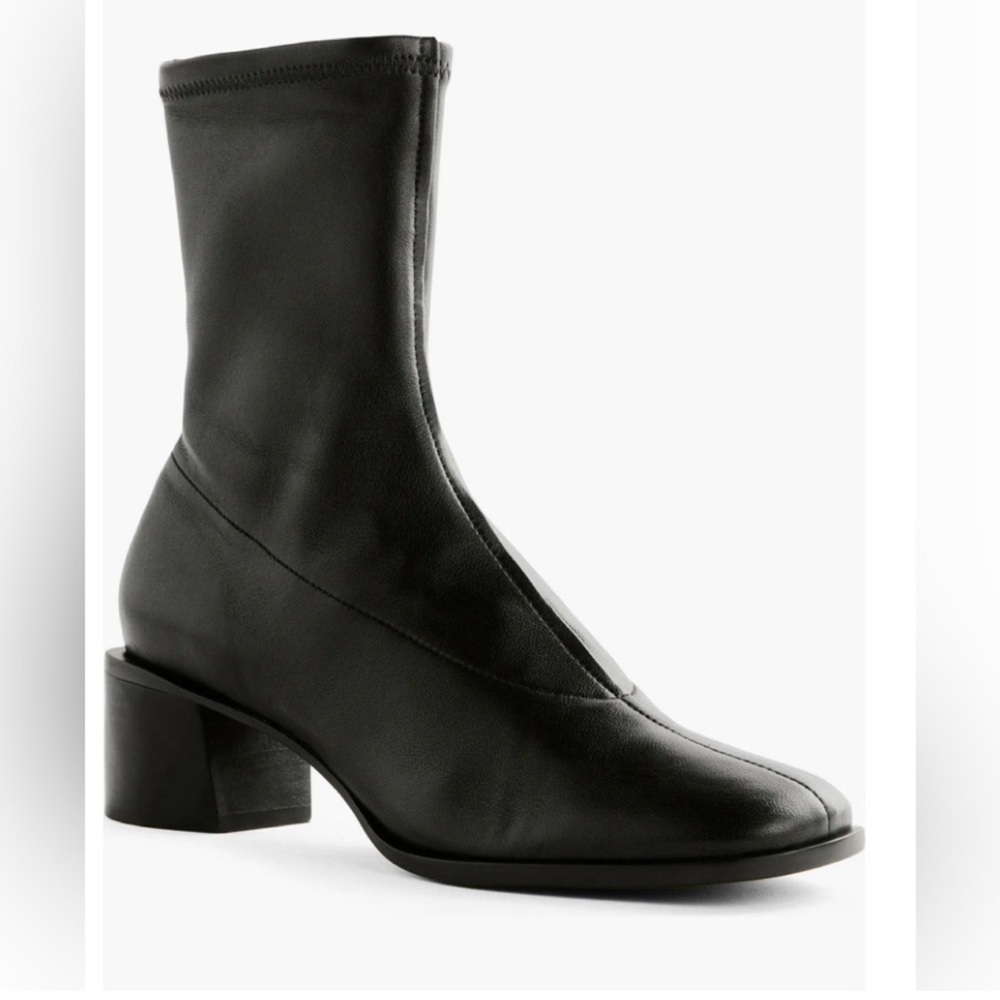 Reformation Louie Black Leather Ankle Sock Bootie 9